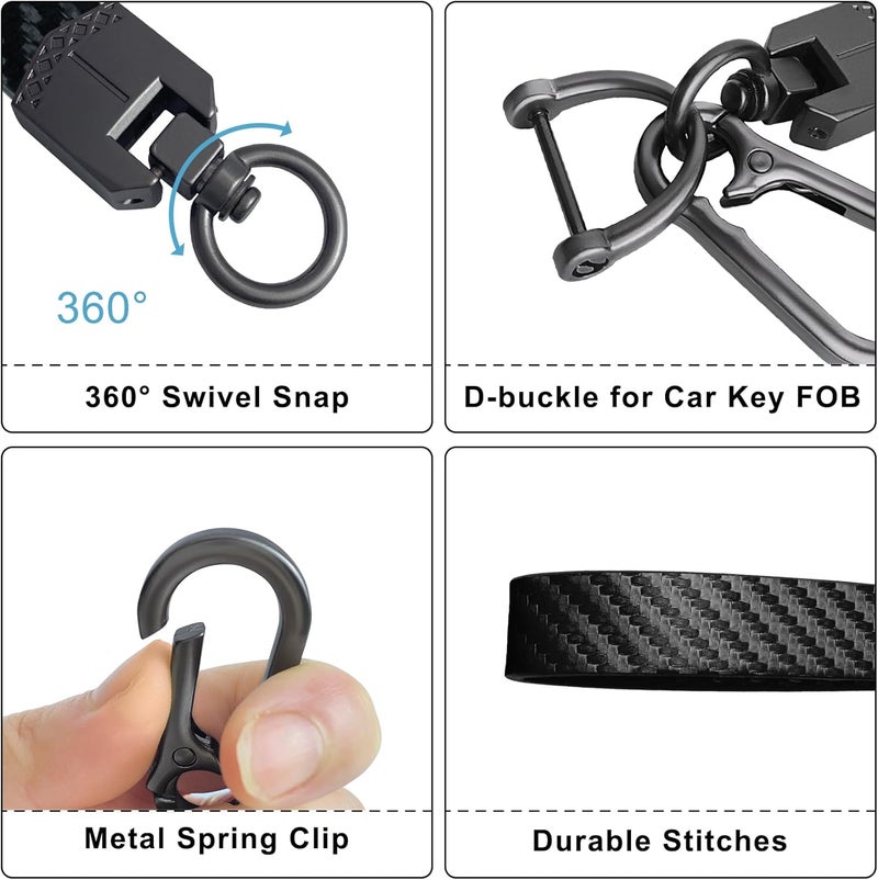 OHKYOOT Store Leather Car Keychain,Carabiner Clip Key Fob Keychain for Home Car Keys Women Men - Image 2
